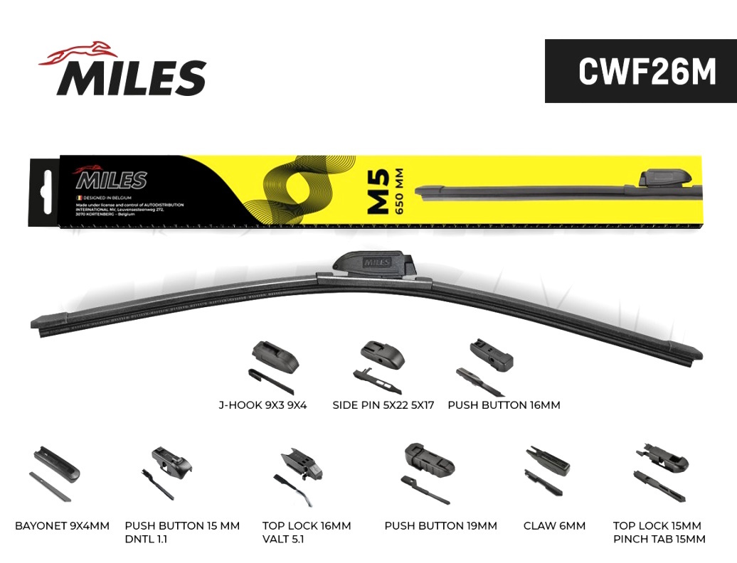 Щетка стеклоочистителя бескаркасная MILES 650 мм CWF26M
